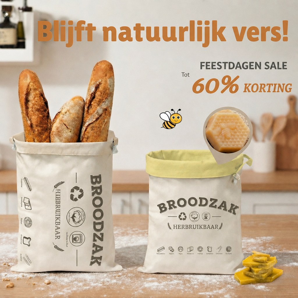 Belvère bijenwas broodzak van katoen