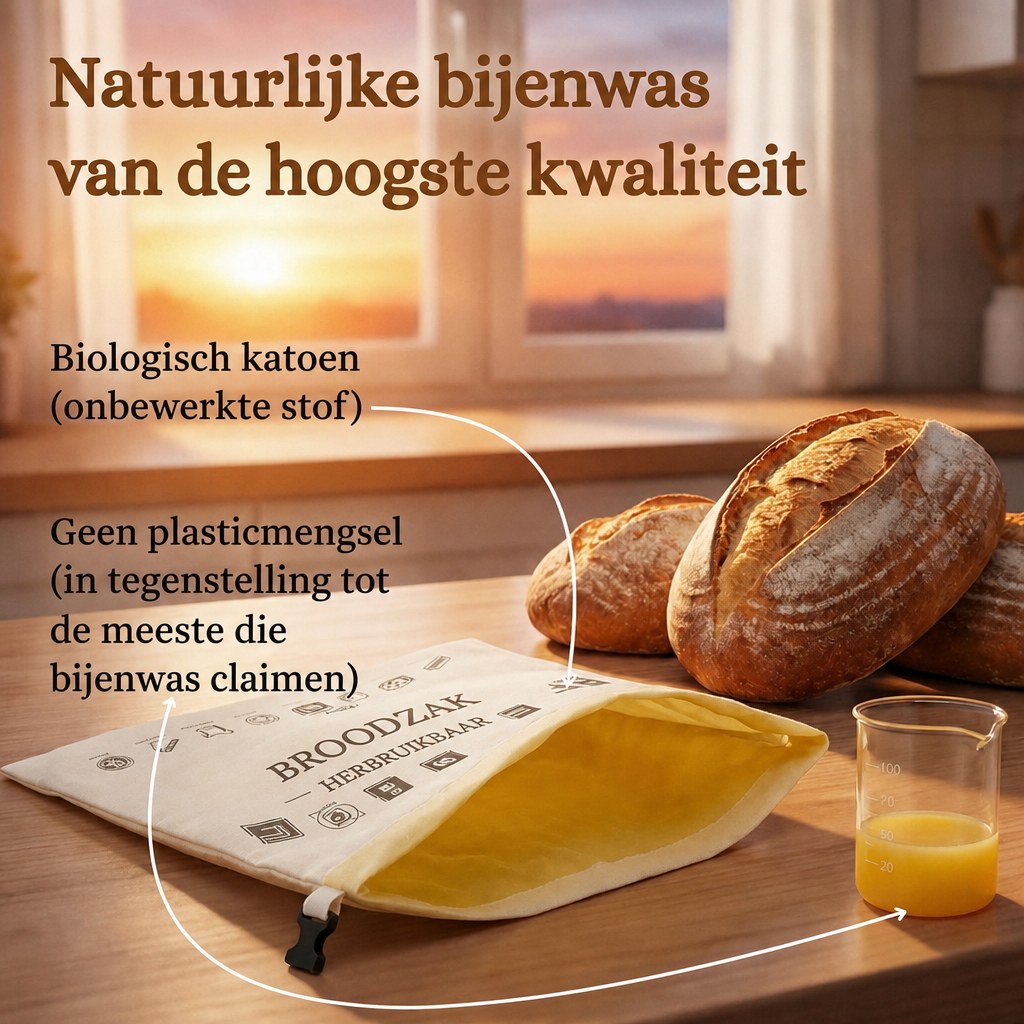 Belvère bijenwas broodzak van katoen