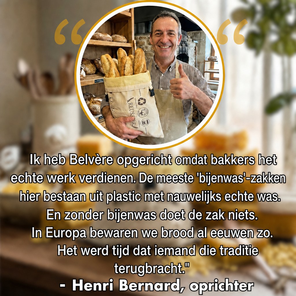 Belvère bijenwas broodzak van katoen